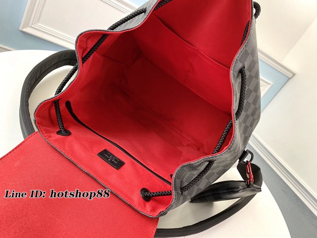 路易威登LV雙肩包 N40279 黑格 LV新款Back pack背包 BACKPACK男士奢華機能風雙肩背包 xxlv2870